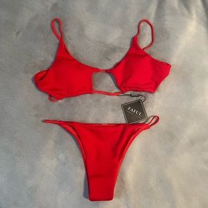 Zaful Ribbed Cutout Bikini